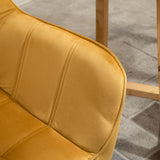 Modern Armchair, Accent Chair with Wide Arms, Slanted Back, Rubber Wood Legs, Yellow