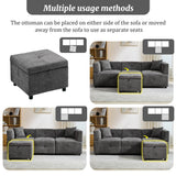 L-Shaped Corner Sofa - 80" Fabric Sectional Sofa with Removable Storage Ottoman & 2 Cushions, Grey