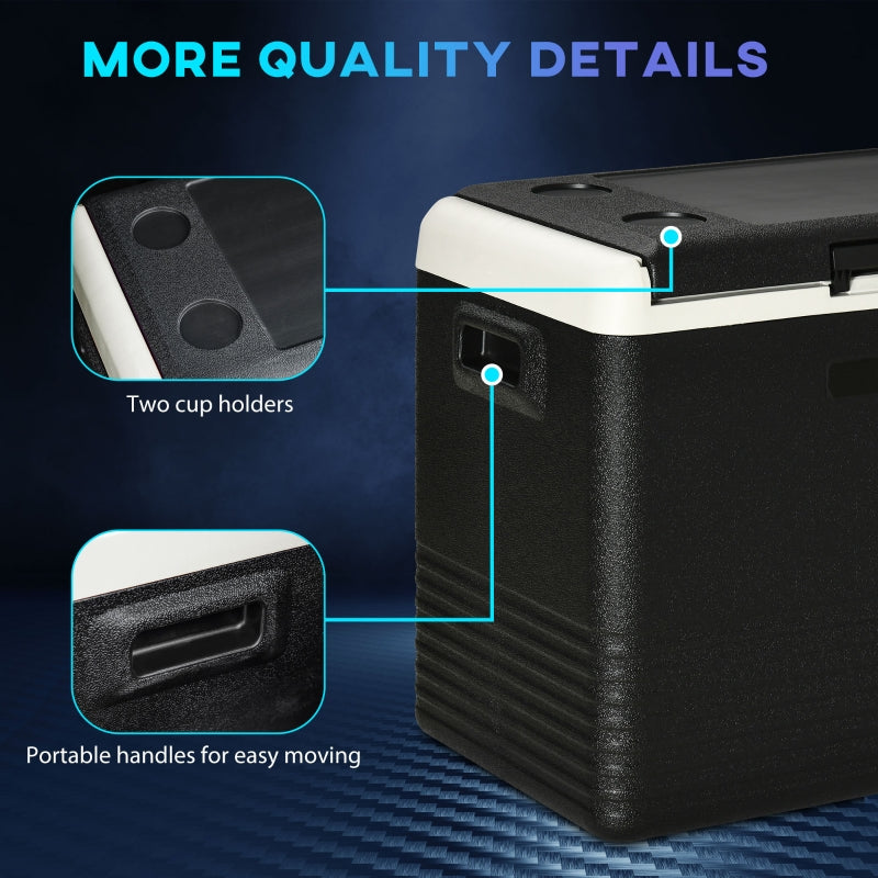 50L Car Refrigerator, Portable Compressor Freezer for Camping, Driving, Picnic, Electric Black