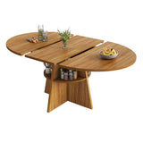 Extendable Round Dining Table 110–150cm - Dark Brown Kitchen Table Converts to Oval, Seats 8