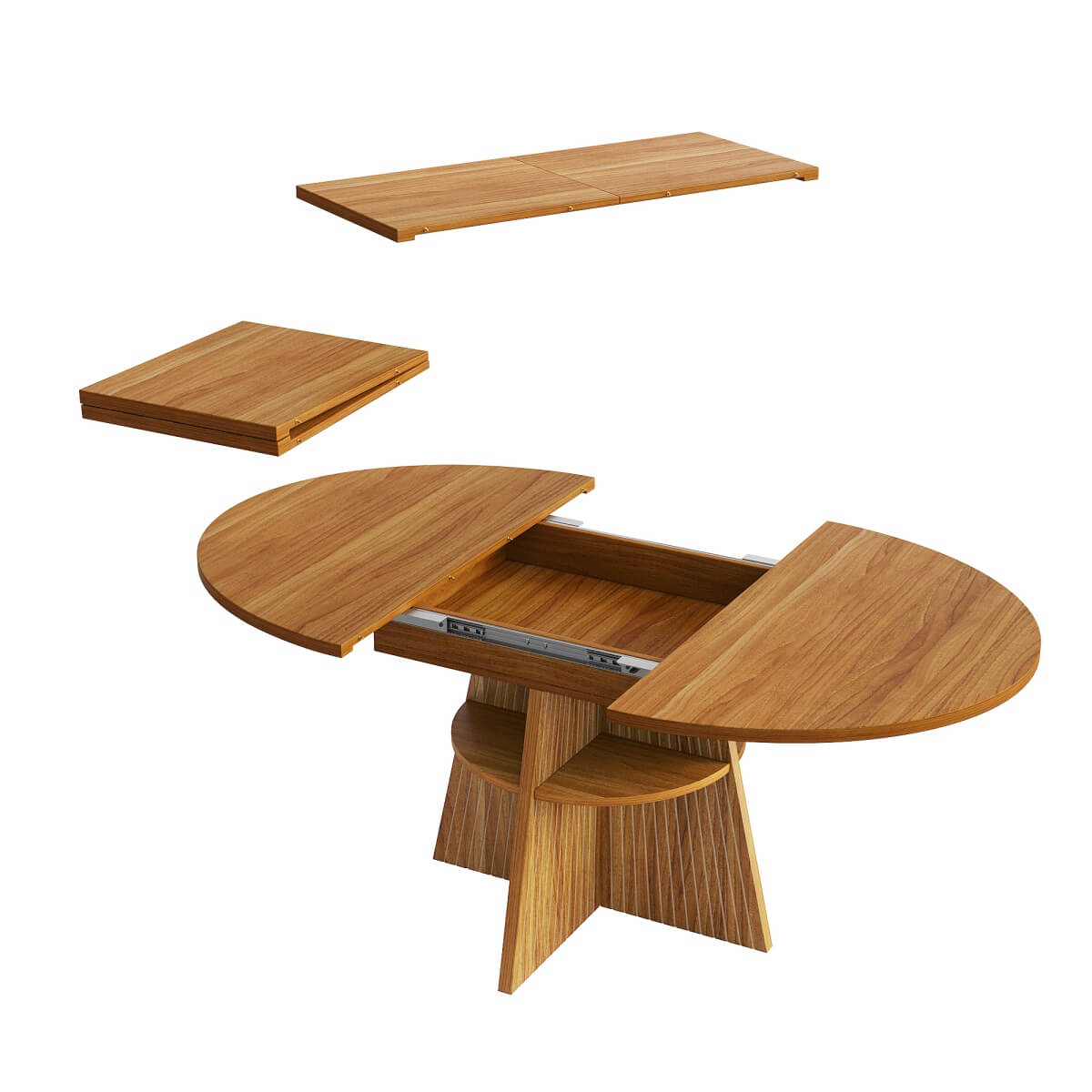 Extendable Round Dining Table 110–150cm - Dark Brown Kitchen Table Converts to Oval, Seats 8