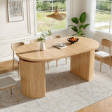 Extendable Dining Table with Hidden Storage - Space Saving Kitchen & Living Room Table, Natural Wood