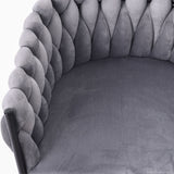 Set of 2 Velvet Swivel Dining Chairs - Luxury Armchairs, Grey