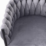 Set of 6 Velvet Swivel Dining Chairs - Luxury Accent Chairs with Metal Legs, Grey