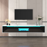 High-Gloss TV Cabinet – White & Black, LED Colour-Changing Lights