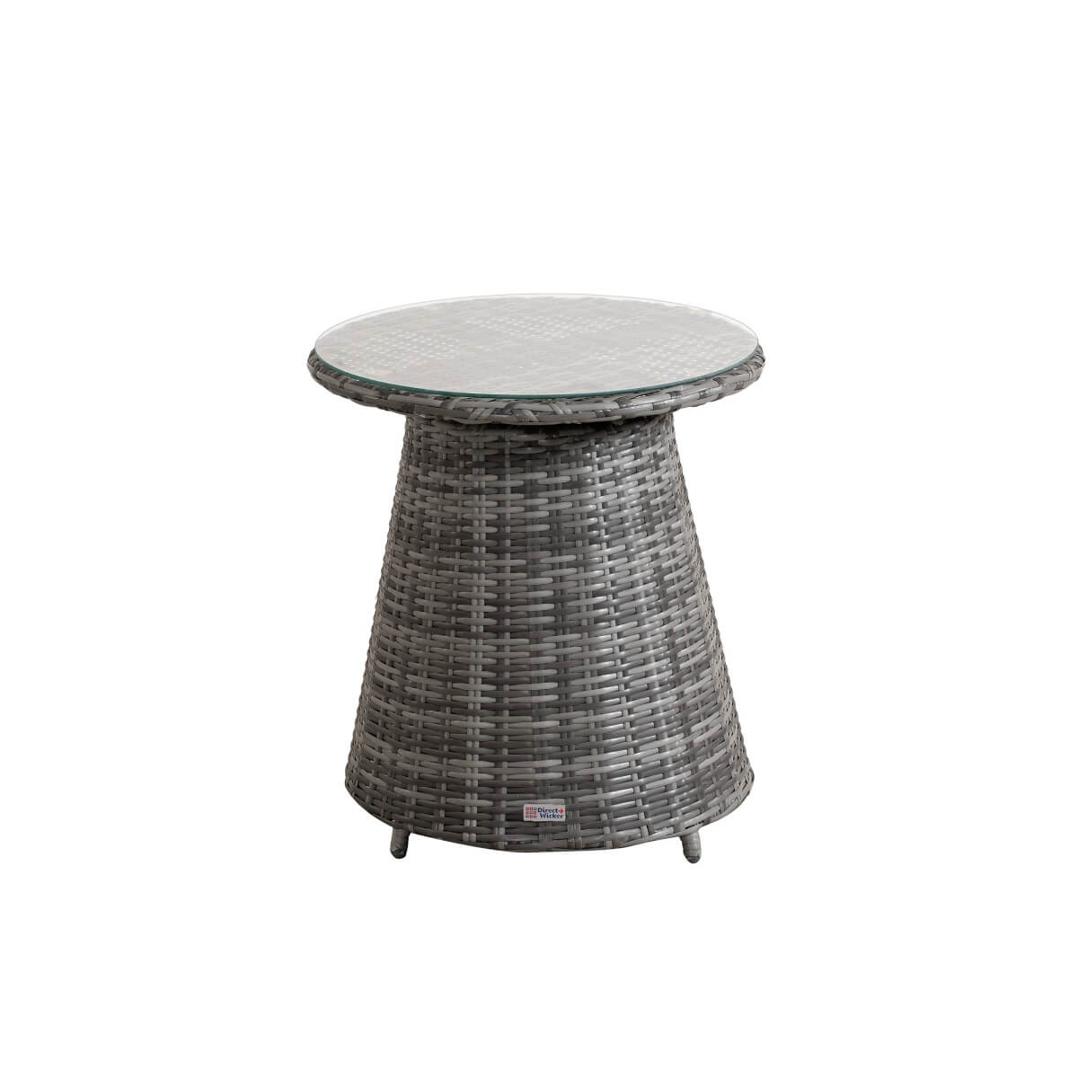 Round Grey Rattan Outdoor Coffee Table - Aluminium Frame Garden Patio Side Table