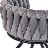 Set of 6 Velvet Swivel Dining Chairs - Luxury Accent Chairs with Metal Legs, Grey