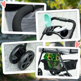 No-Zip Pet Stroller One-Click Fold Travel Pushchair with EVA Wheels, Grey