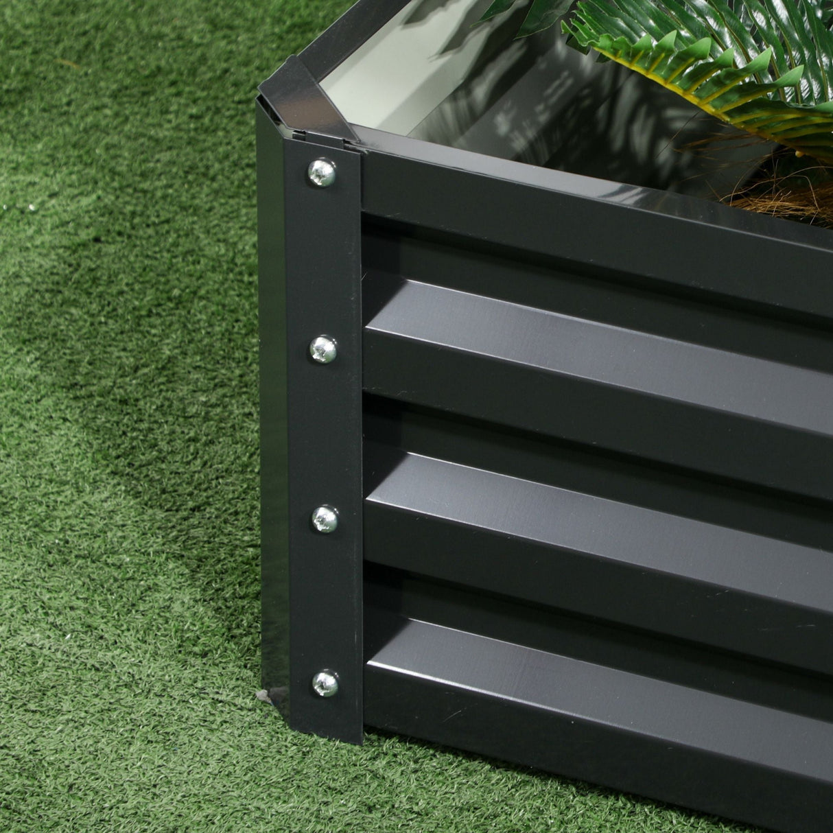 2 Tier Raised Garden Bed, Galvanised Planter Box for Vegetables Flowers Herbs, Dark Grey