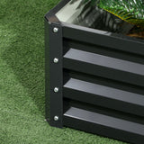 2 Tier Raised Garden Bed, Galvanised Planter Box for Vegetables Flowers Herbs, Dark Grey