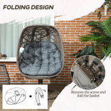 Swivel Egg Chair, Cushions Foldable Basket Metal Frame, Grey