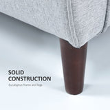 2 Seater Sofa, 140cm Tufted Love Seat with Wooden Legs, Light Grey Fabric