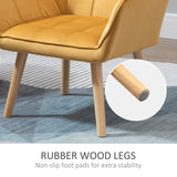 Modern Armchair, Accent Chair with Wide Arms, Slanted Back, Rubber Wood Legs, Yellow
