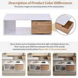 High Gloss Coffee Table with 360° Rotating Drawer – White & Wood Centre Table