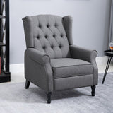 Recliner Armchair, Wingback with Footrest, Grey