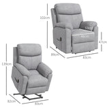 Power Lift Recliner Chair, Electric Lift with Remote Control, Linen Fabric, Grey