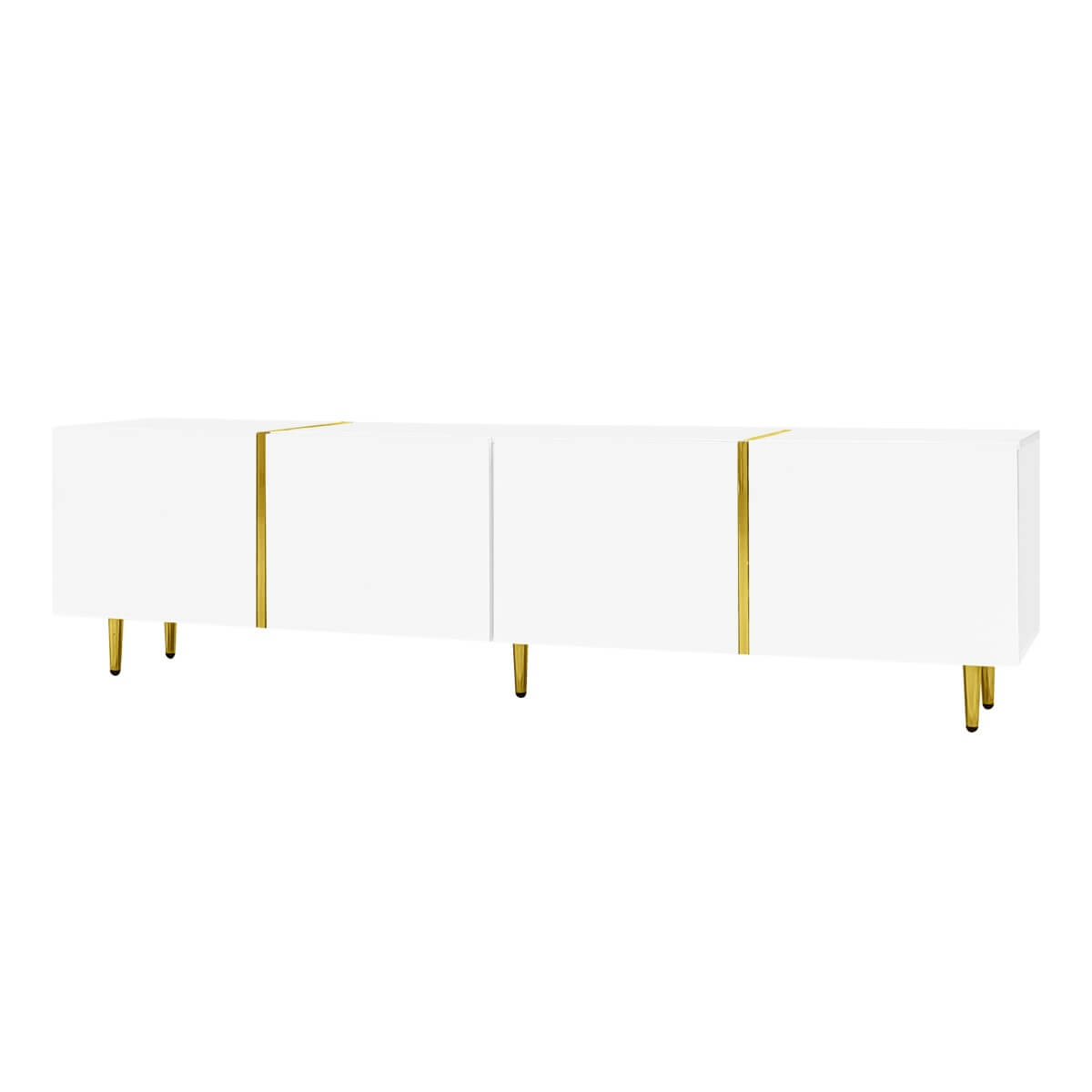 High-Gloss White TV Cabinet – Modern 4-Door TV Stand for Living Room