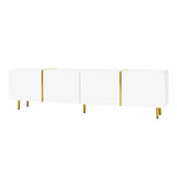 High-Gloss White TV Cabinet – Modern 4-Door TV Stand for Living Room