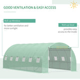 Polytunnel Greenhouse 6x3x2m Roll-up Door, 12 Mesh Windows, Green PE Cover