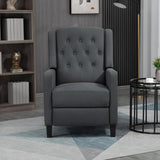 Wingback Recliner Chair, Button Tufted with Leg Rest, Deep Grey Microfibre Cloth