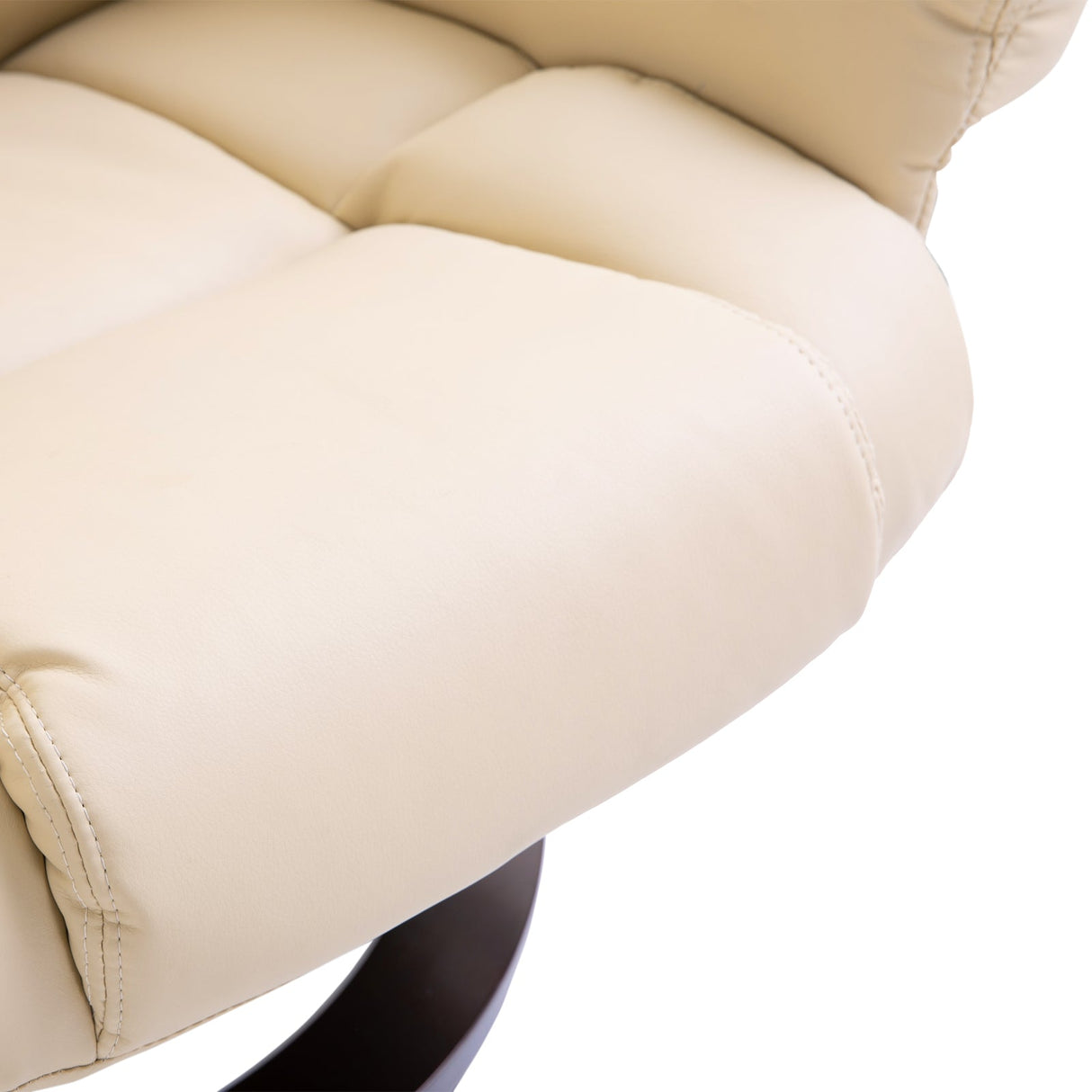360?? Swivel Recliner Chair with Footstool, PU Leather Manual Reclining Armchair, Cream