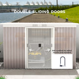 Corrugated Garden Metal Storage Shed Outdoor Equipment Tool Box - Light Grey