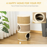 Cat Scratching Barrel Kitten Tree Tower Sisal Seaweed Rope Plush
