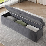 Velvet Storage Bench - Soft Upholstered Seat, 135x41x42cm, Grey