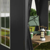 Garden Pop Up Gazebo 2 x 2 m, Water Resistant Awning Canopy with Sidewalls, Windows, Carry Bag, Black