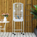 Bird Cage with Stand Wheels Slide-out Tray Storage Shelf, White