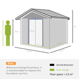 Metal Garden Shed with Ventilations, Sliding Door, Sloped Roof, Brown