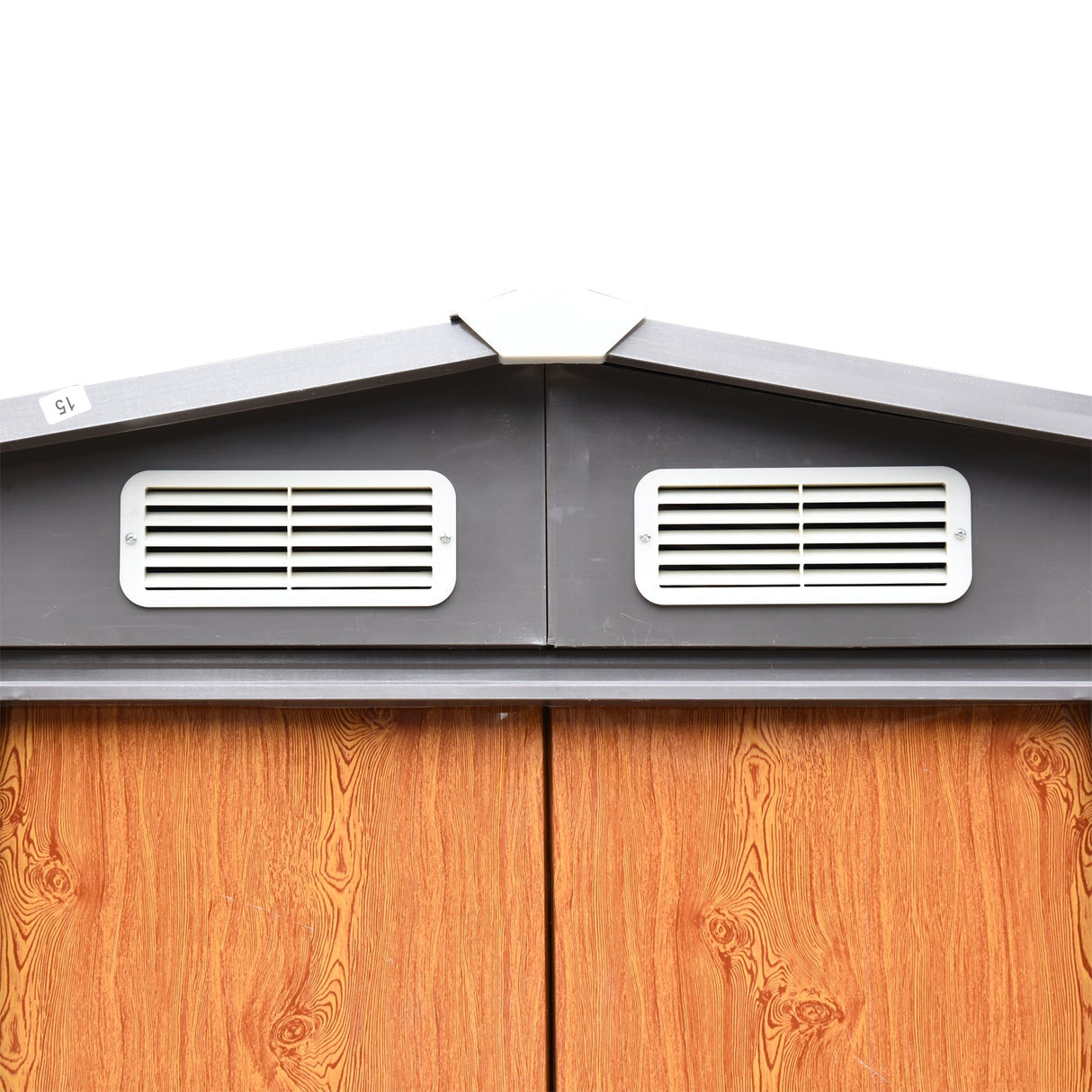 Metal Garden Shed with Ventilations, Sliding Door, Sloped Roof, Brown