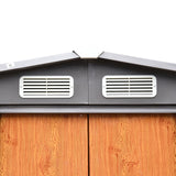 Metal Garden Shed with Ventilations, Sliding Door, Sloped Roof, Brown