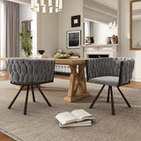 velvet dining chair, single light luxury living room bedroom swivel chair, Leisure swivel chair with four metal support legs, Gray,(OLD SKU:WF310505AAG)