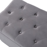 Velvet Storage Bench - Soft Upholstered Seat, 135x41x42cm, Grey