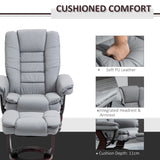 Recliner Chair with Footstool, 130kg Capacity, 135?? Reclining Swivel, PU Leather Grey