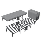 90cm190cm Folding Bed with 6cm Memory Foam Mattress, Adult Single Portable Bed on Wheels, 204kg Capacity, Space-Saving Guest Bed