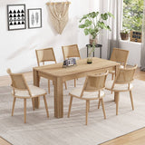 Set of 2 PU & Rattan Kitchen Chairs – Bamboo Frame Retro Side Chairs for Home, Café & Restaurant