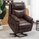 Faux Leather Electric Recliner Chair, 70?? Riser, Dark Brown