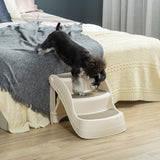 Foldable Pet Stairs 3-Step Portable Dog Steps with Non-slip Mats, Cream