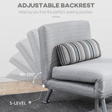 Single Sofa Bed, Foldable 1 Person Sleeper Lounge with Pillow, Grey