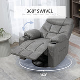 Recliner Armchair Thick Padded Faux Leather - Light Grey