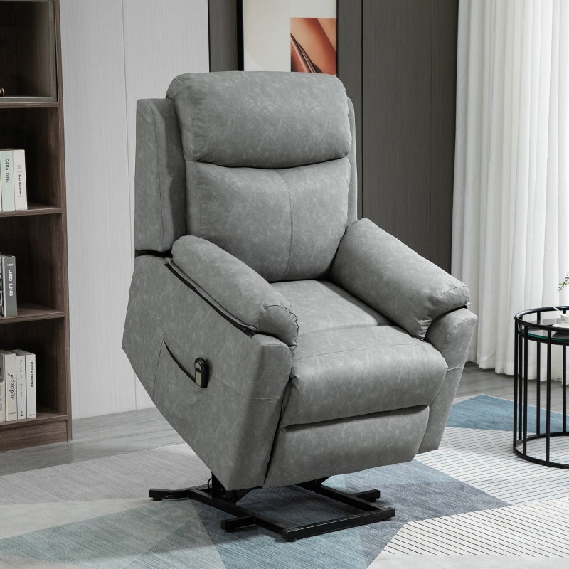 Electric Riser Recliner Chair, 70?? Electric Lift-Up, Faux Leather Grey