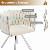 Set of 6 Velvet Swivel Dining Chairs - Upholstered Dining Chairs with 4 Metal Legs for Kitchen & Dining Room, Beige