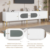 Modern TV Stand with Storage - 4 Door TV Cabinet with Glass Doors, Fits up to 70 Inch TV