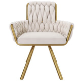 Velvet Swivel Dining Chair - Luxury Armchair, Beige