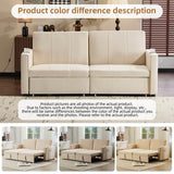 King Size Pull Out Sofa Bed - Convertible Fabric Sofa with Cup Holders and Side Pockets