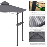 BBQ Gazebo Grill Canopy Barbecue Tent Shelter Patio Deck Cover 2.5M (8ft) Double-Tier - Grey
