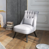 Fabric Single Sofa Tub Chair with Solid Wood Legs, Grey Upholstered