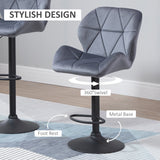 Adjustable Bar Stools Set of 2, Swivel with Back, Dark Grey